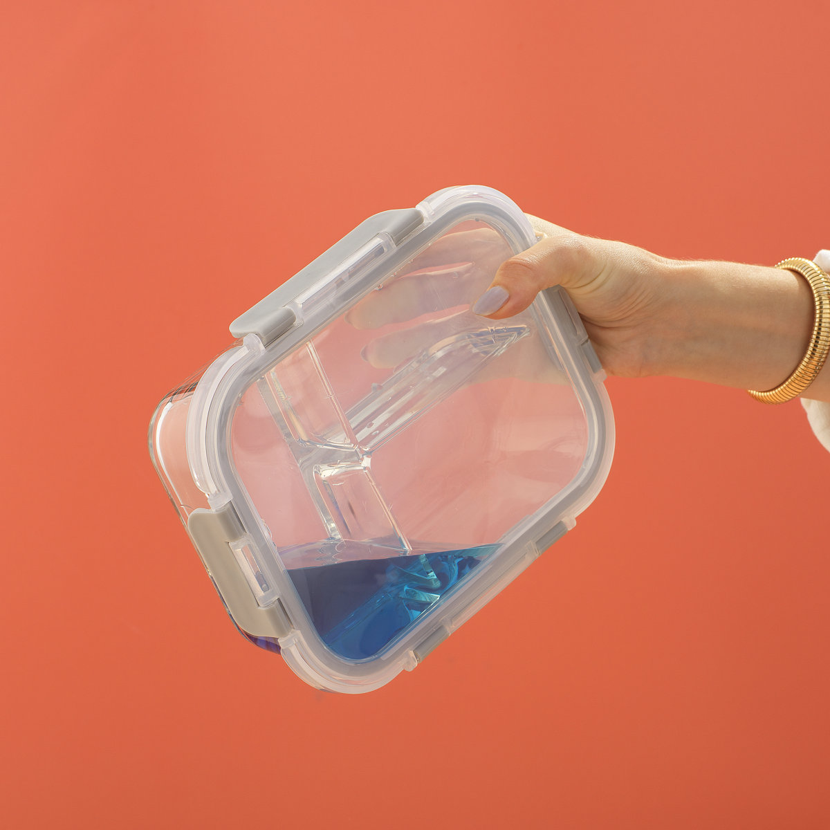 JoyJolt 10-Piece 3-Section Glass Food Storage Container (Set of 5)